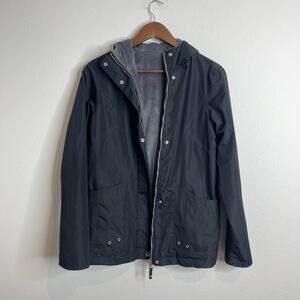 Free Country Black Hooded Jacket Soft Shell Grey Fleece Lined Women’s Small